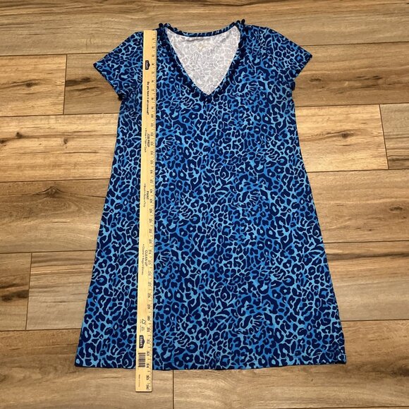 Lilly Pulitzer Etta Dress SZ Medium Oyster Bay Blue My Favorite Spot Pom V Neck - Picture 4 of 12